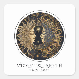 Celestial Sun Moon Wedding Sticker