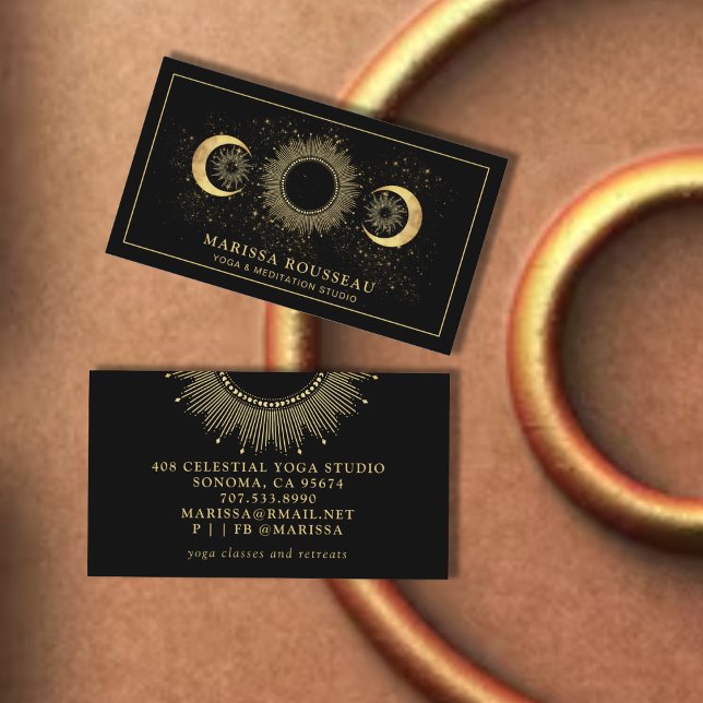Celestial Sun Moon Yoga Instructor Business Card Visitenkarte (Von Creator hochgeladen)