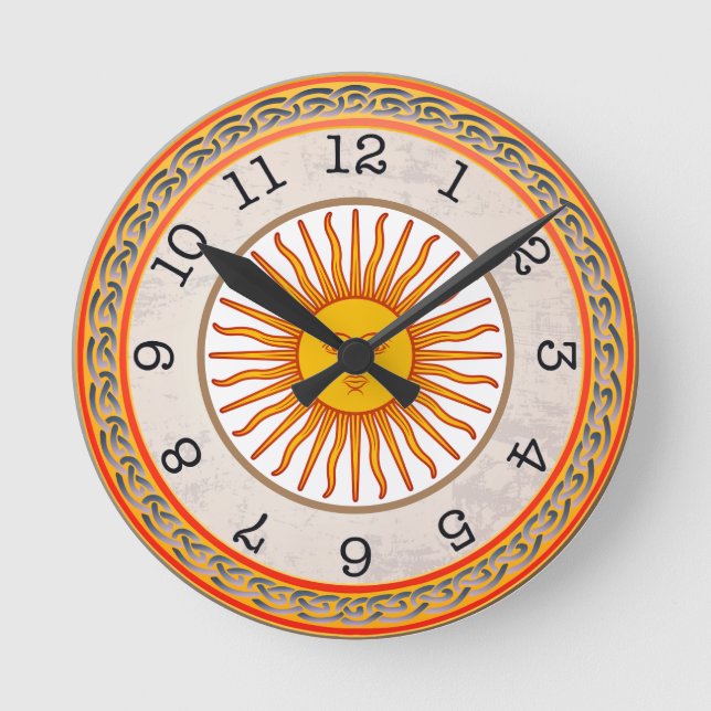 Celestial Sun Round Wall Clock Runde Wanduhr (Vorderseite)
