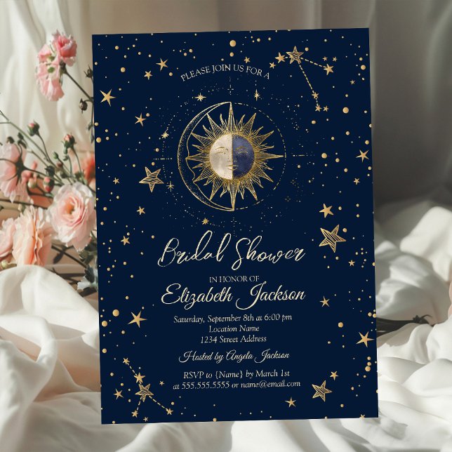 Celestial Sun Stars Galaxy Bridal Shower  Einladung (Von Creator hochgeladen)
