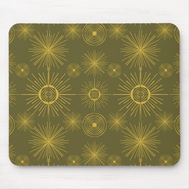 Celestial Sun Stars Olive Green Mousepad (Vorne)