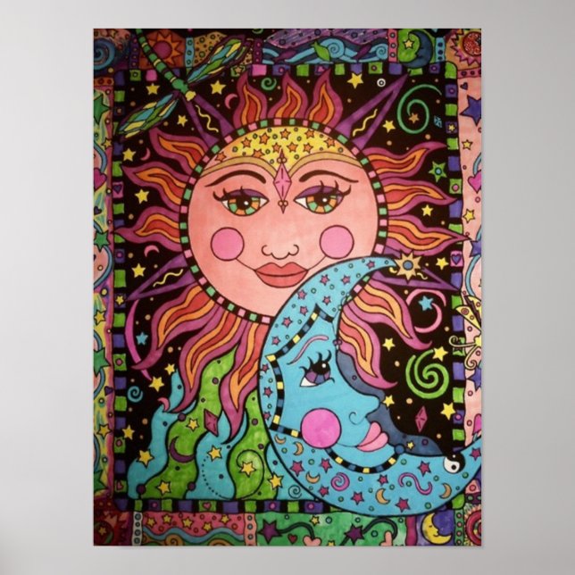 Celestial Sun und Moon Graphic Poster (Vorne)