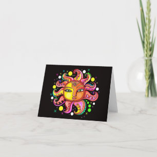 Celestial Sunface Note Card Dankeskarte