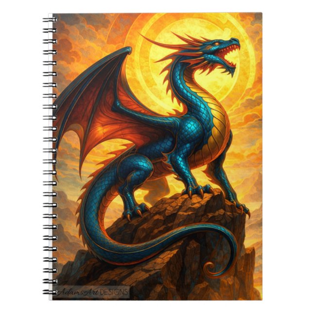 Celestial Sunfire Dragon Fantasy Notizblock (Vorderseite)