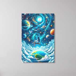 Celestial Swing: Dreaming Above Earth Print Leinwanddruck