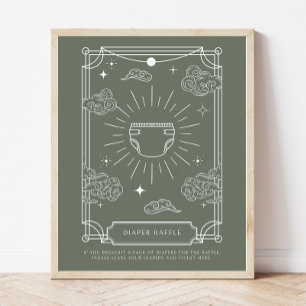 Celestial Tarot Babydusche Windeln Raffle Schild