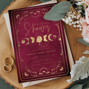 Celestial Tarot Crimson Red & Gold Brautparty Einladung