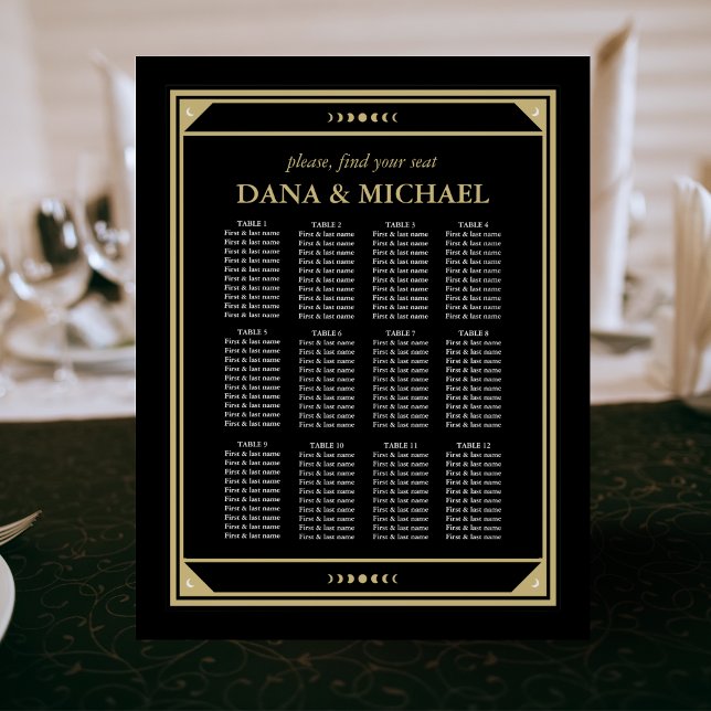 Celestial Tarot Gold Black Wedding Seating Chart F Poster (Von Creator hochgeladen)