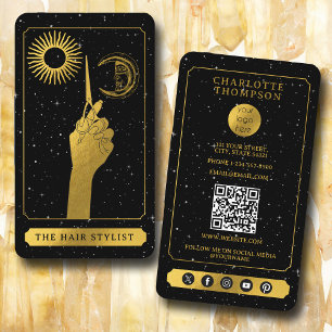 Celestial Tarot Logo Friseur Black Gold Visitenkarte