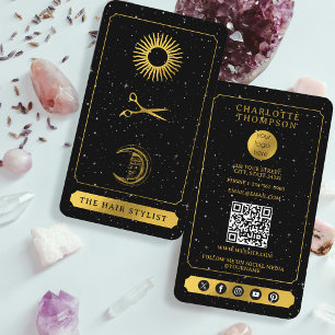 Celestial Tarot Logo Friseur Black Gold Visitenkarte