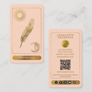 Celestial Tarot Logo Rosé Pink Gold Schriftsteller Visitenkarte