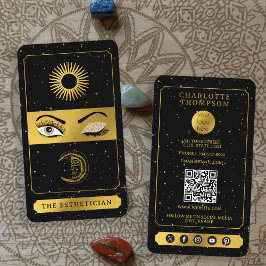 Celestial Tarot Sun Moon Makeup Artist Black Gold Visitenkarte