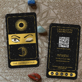Celestial Tarot Sun Moon Makeup Artist Black Gold Visitenkarte