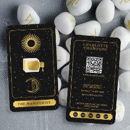 Celestial Tarot Sun Moon Nail Salon Black Visitenkarte
