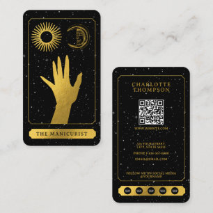 Celestial Tarot Sun Moon Nail Technician Gold Visitenkarte