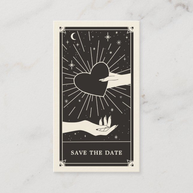 Celestial Tarot Wedding Save the Date Card Visitenkarte (Vorderseite)