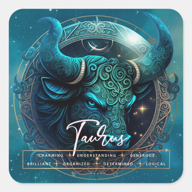 Celestial Taurus Fantasy Zodiac Sticker (Vorderseite)