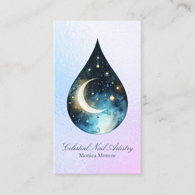 Celestial Themed Nail Artistry Business Card Visitenkarte (Vorderseite)
