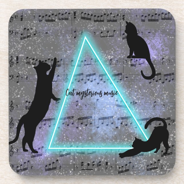 Celestial Three Music Loving Black Cats Getränkeuntersetzer (Vorderseite)