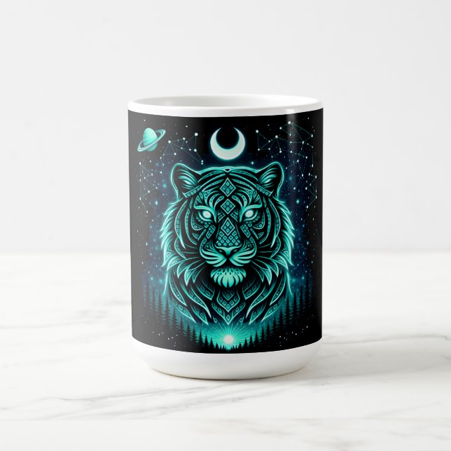 Celestial Tiger – Cosmic Striker Wildlife Galaxy Kaffeetasse (Mittel)