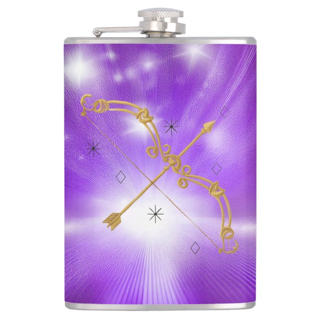 Celestial Traveler: Golden Sagittarius Flachmann (Vorderseite)