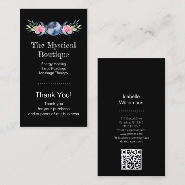 Celestial Triple Moon Goddess QR Code Vielen Dank Visitenkarte (Vorne/Hinten)