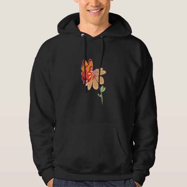 Celestial Tropics Orange Butterfly And Daisy Hoodie (Vorderseite)