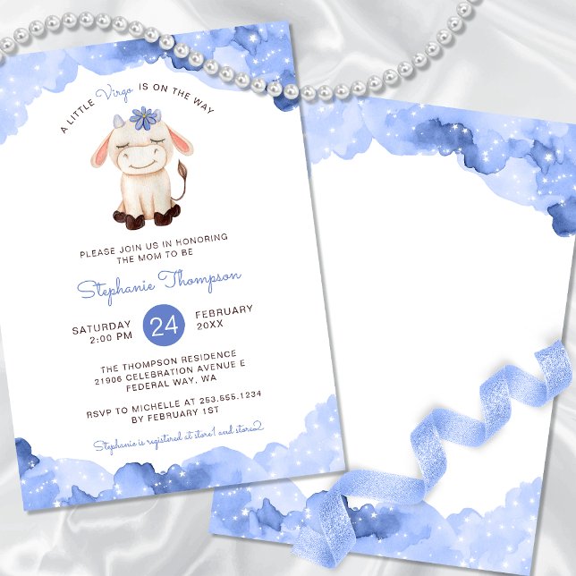 Celestial Virgo Astrologie Baby Dusche Einladung (Celestial Virgo Astrology Sign Baby Shower Invitation)