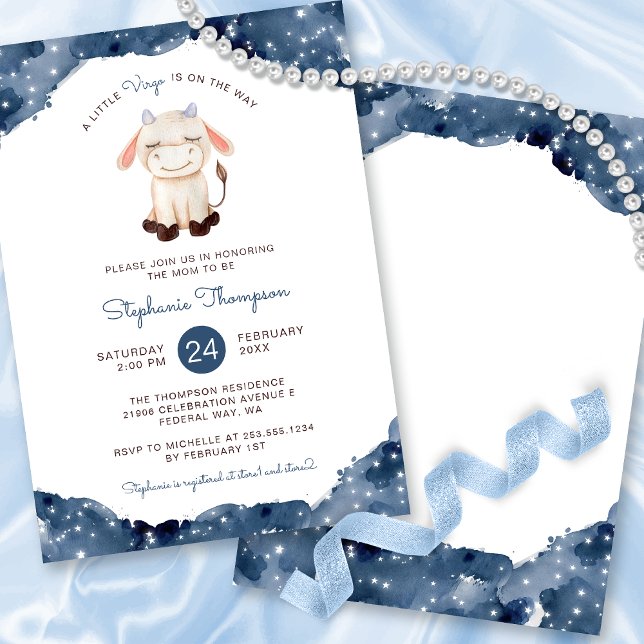 Celestial Virgo Astrologie Baby Dusche Einladung (Celestial Virgo Astrology Sign Baby Shower Invitation)