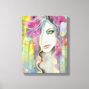 Celestial Vision Girl im Sterne Pop Fantasy Art Leinwanddruck