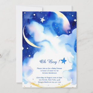 Celestial Watercolor Babydusche Einladung
