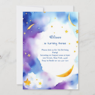 Celestial Watercolor Einladung zum Geburtstag
