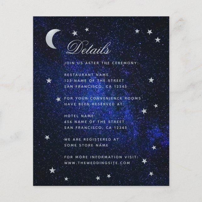 Celestial Wedding Details Budget Enclosure Card (Vorderseite)