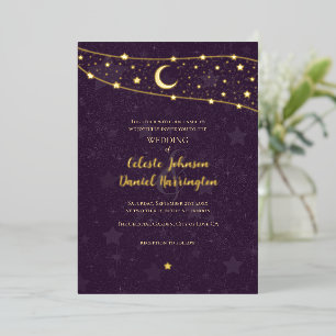 Celestial Wedding Extravagant Gold Deep Lila Folieneinladung