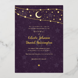 Celestial Wedding Extravagant Gold Deep Lila Folieneinladung