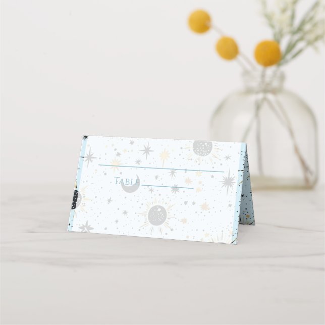 Celestial Wedding Folded Platzkarte (Vorderseite)