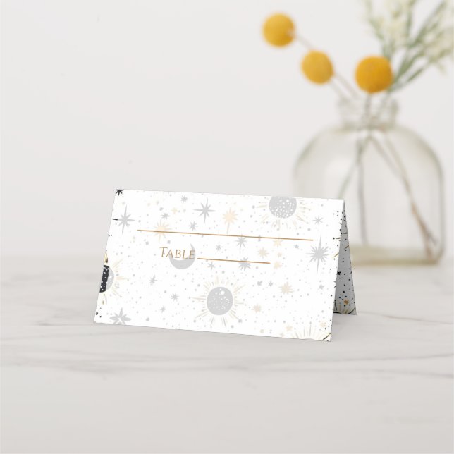 Celestial Wedding Folded Platzkarte (Vorderseite)