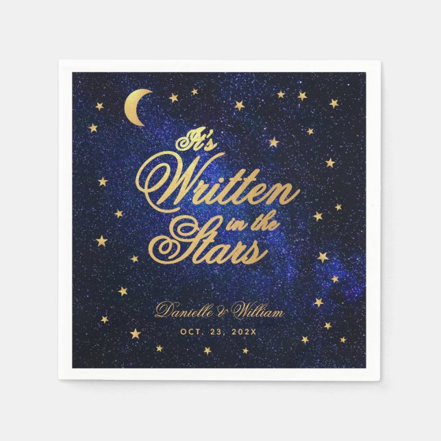 Celestial Wedding geschrieben in The Stars Blue &  Serviette (Vorderseite)