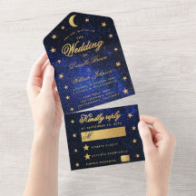 Celestial Wedding Gold Stars and Moon Elegante