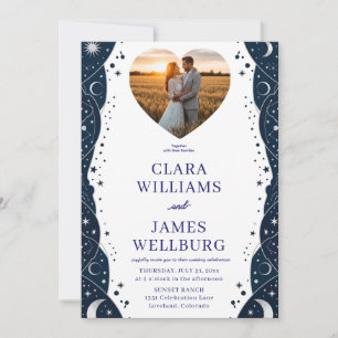 Celestial Wedding Ladite Template - Deep Blue & Si Einladung