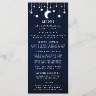 Celestial Wedding Moon Stars Lights Menu Menükarte