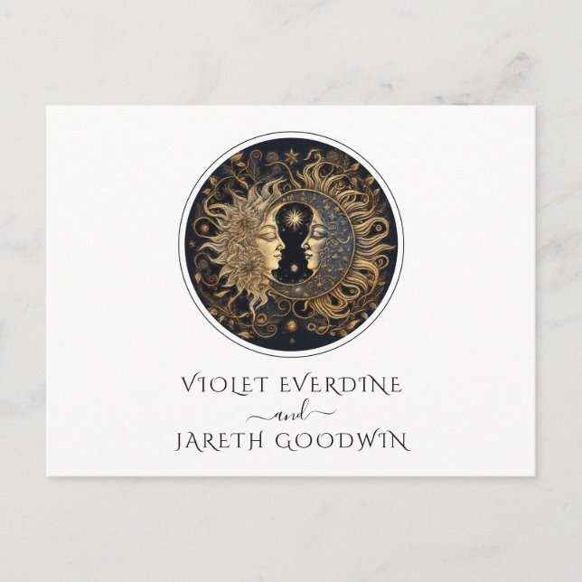 Celestial Wedding RSVP Postcard Postkarte (Vorderseite)