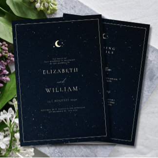 Celestial Wedding Starry Night Sky Elegant Wedding Einladung