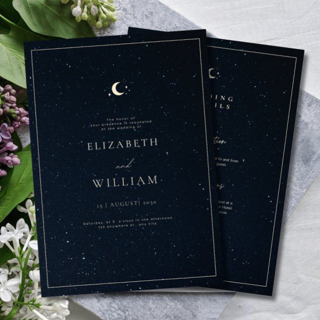 Celestial Wedding Starry Night Sky Elegant Wedding Einladung (Von Creator hochgeladen)