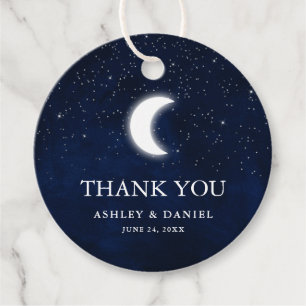 Celestial Wedding Watercolor Blue Sky Moon Stars Geschenkanhänger