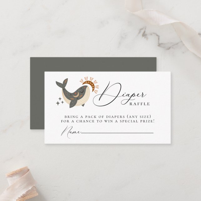 Celestial Whale Diaper Umschließungskarte Platzkarte (Vorderseite/Rückseite Beispiel)