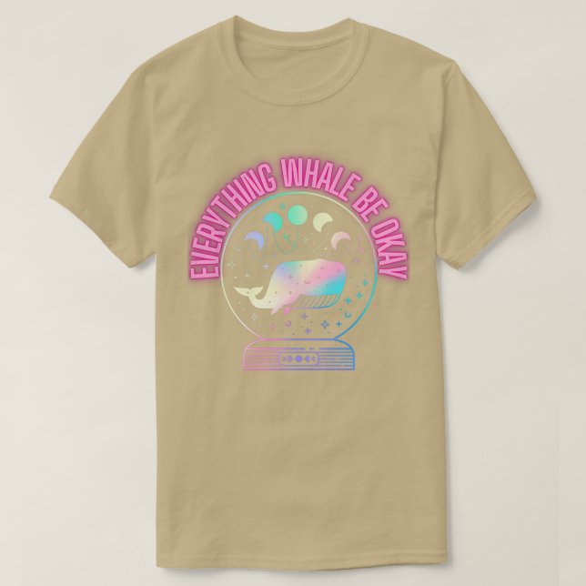 Celestial Whale mit den Mondphasen Holo Neon Water T-Shirt (Design vorne)