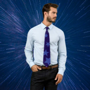 Celestial Whispers Necktie - Blue Stars on Navy Krawatte