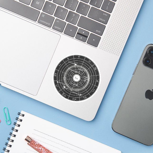 Celestial Whispers Zodiac Vintag Aufkleber (Laptop mit iPhone)