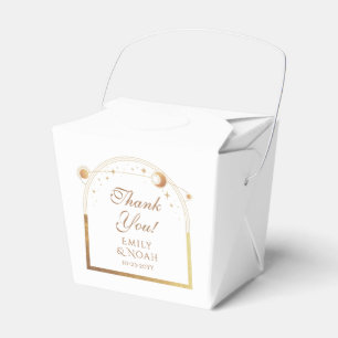 Celestial White Gold Sun Moon Stars Hochzeit Geschenkschachtel
